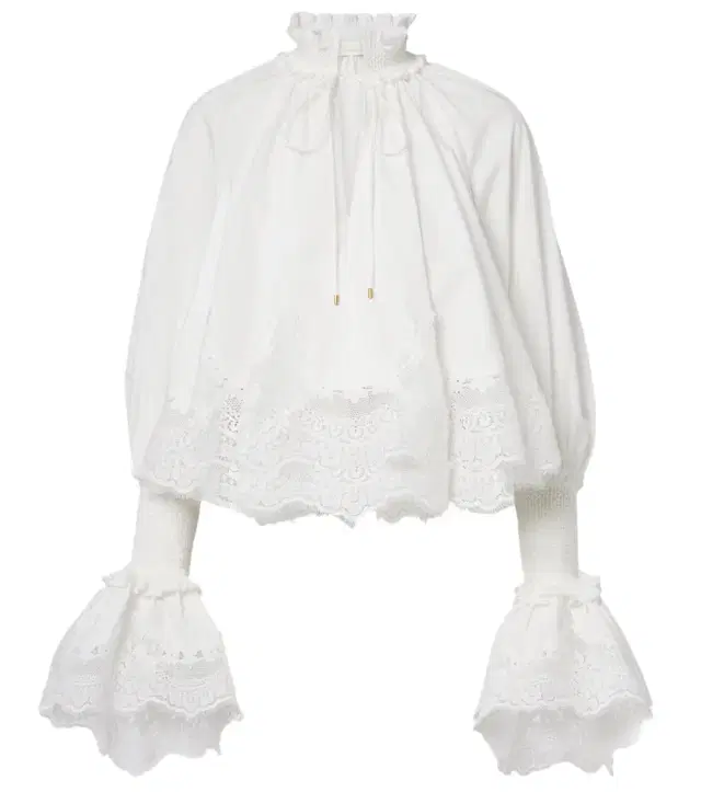 Alchemy lace-trimmed cotton blouse