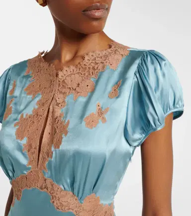 DÔEN Dôen Junia lace-trimmed silk satin minidress | Thumbnail 2 DÔEN Dôen Junia lace-trimmed silk satin minidress | Thumbnail 2