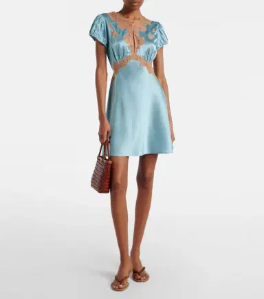 DÔEN Dôen Junia lace-trimmed silk satin minidress | Thumbnail 3 DÔEN Dôen Junia lace-trimmed silk satin minidress | Thumbnail 3