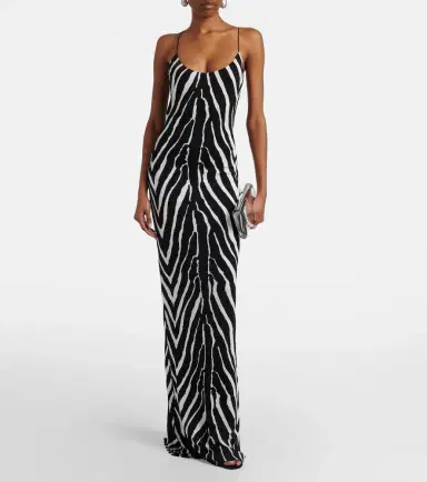 The New Arrivals Ilkyaz Ozel Zebra-print jersey gown | Thumbnail 4