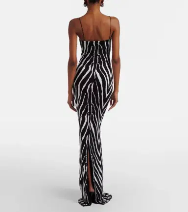The New Arrivals Ilkyaz Ozel Zebra-print jersey gown | Thumbnail 5