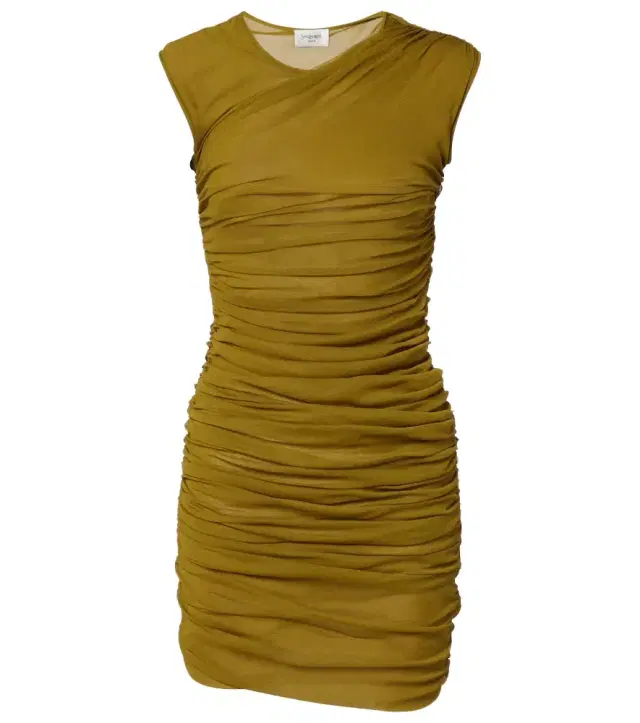 Saint Laurent Ruched tulle jersey minidress