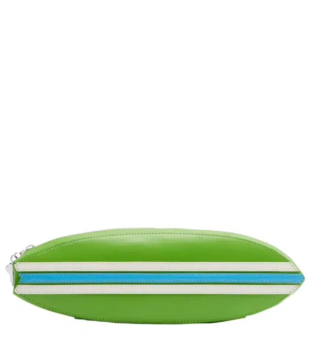 Staud Surfboard striped leather clutch