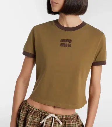 Miu Miu Logo cotton jersey T-shirt | Thumbnail 4