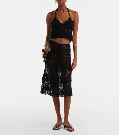 Anna Kosturova Filigree crochet halterneck cotton top | Thumbnail 2