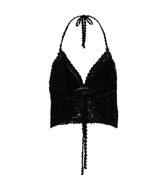 Anna Kosturova Filigree crochet halterneck cotton top