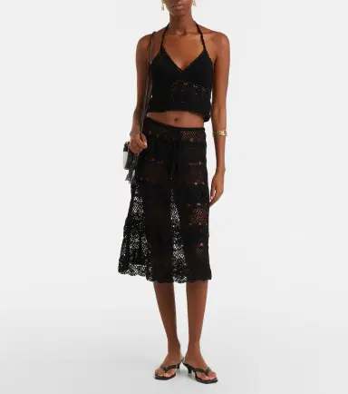 Anna Kosturova Filigree crochet cotton midi skirt | Thumbnail 2