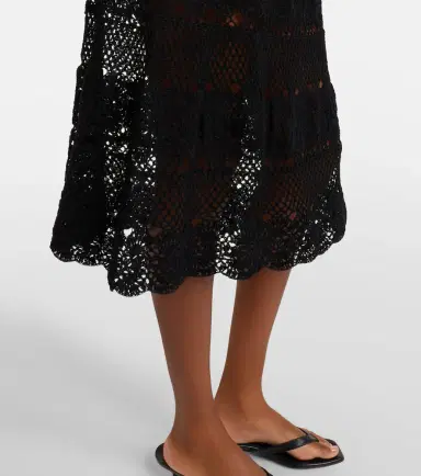 Anna Kosturova Filigree crochet cotton midi skirt | Thumbnail 3