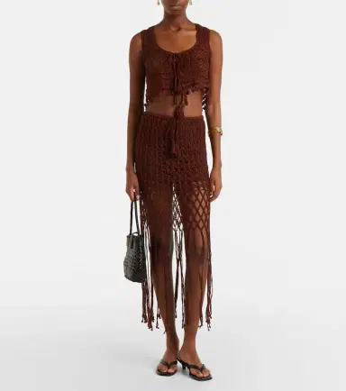 Anna Kosturova Crochet fringed cotton miniskirt | Thumbnail 2