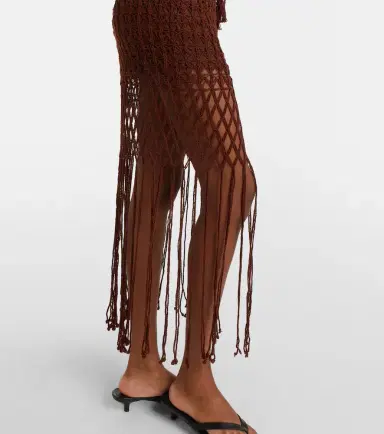 Anna Kosturova Crochet fringed cotton miniskirt | Thumbnail 6