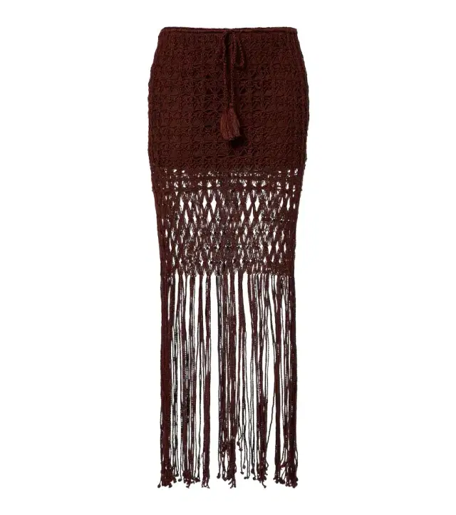 Crochet fringed cotton miniskirt