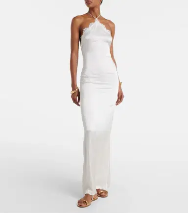 Oséree Oséree Bridal lace-trimmed satin maxi dress | Thumbnail 5