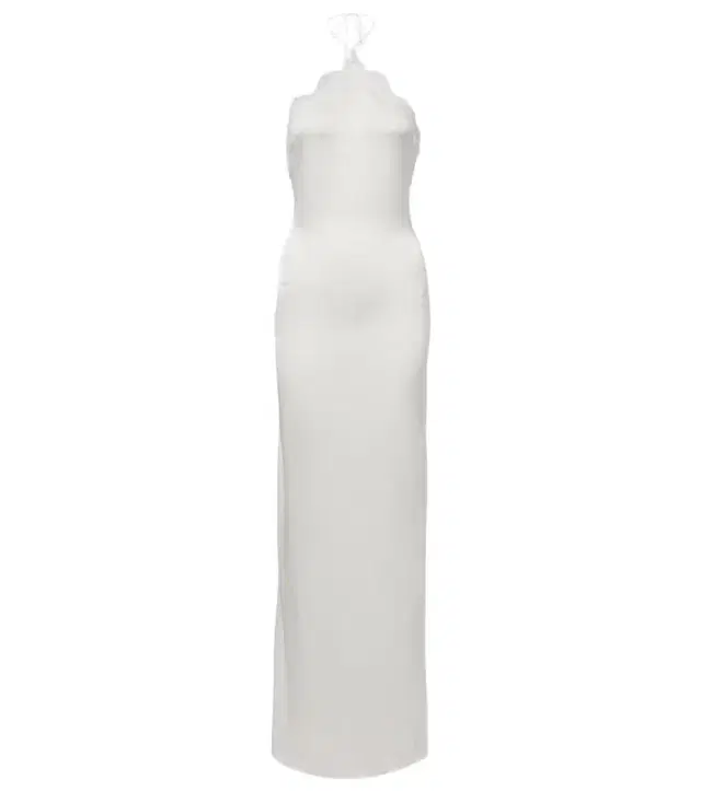 Oséree Bridal lace-trimmed satin maxi dress