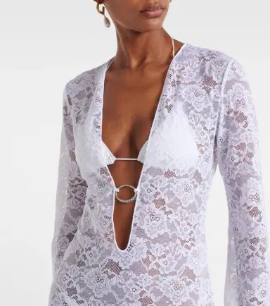 Oséree Oséree Bridal lace beach cover-up | Thumbnail 4 Oséree Oséree Bridal lace beach cover-up | Thumbnail 4