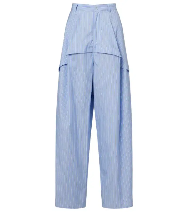 Paula's Ibiza striped cotton poplin wide-leg pants