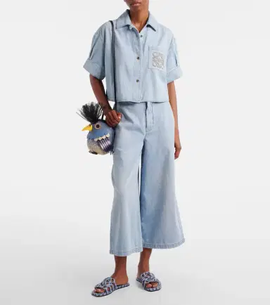 Loewe Paula's Ibiza Anagram cropped denim shirt | Thumbnail 3 Loewe Paula's Ibiza Anagram cropped denim shirt | Thumbnail 3