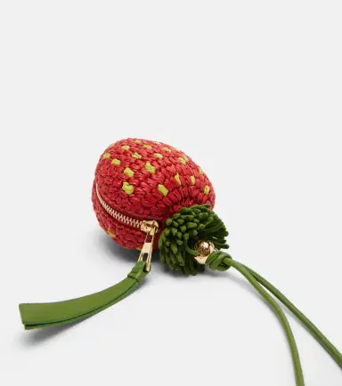 Loewe Strawberry crochet raffia coin purse with strap | Thumbnail 3