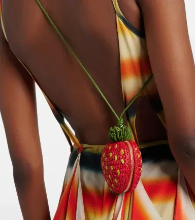 Loewe Strawberry crochet raffia coin purse with strap | Thumbnail 5