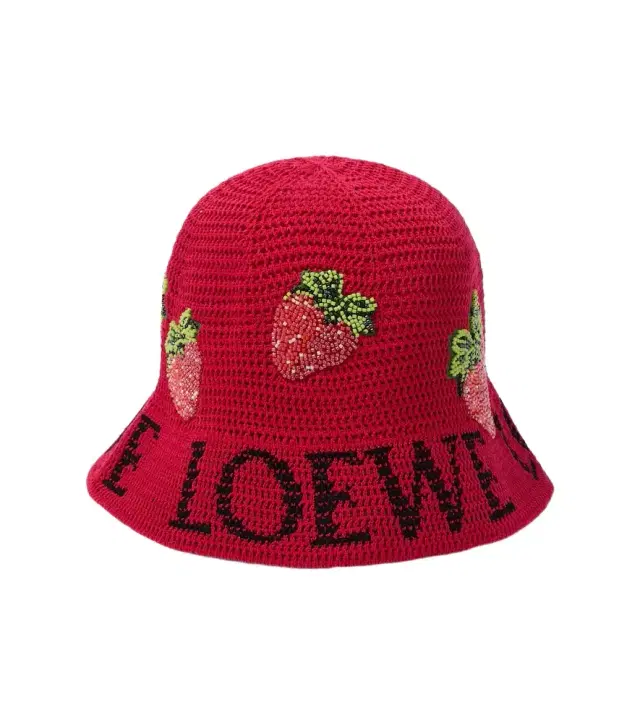 Loewe trawberry beaded bucket hat