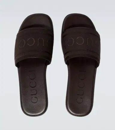 Gucci Logo canvas and leather slides | Thumbnail 3 Gucci Logo canvas and leather slides | Thumbnail 3