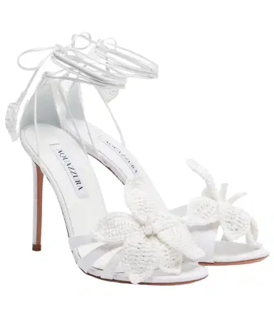 Aquazzura Calypso leather-trimmed raffia sandals | Thumbnail 1 Aquazzura Calypso leather-trimmed raffia sandals | Thumbnail 1