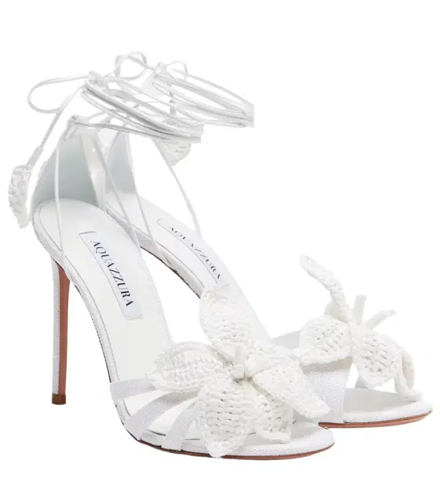 Aquazzura Calypso leather-trimmed raffia sandals