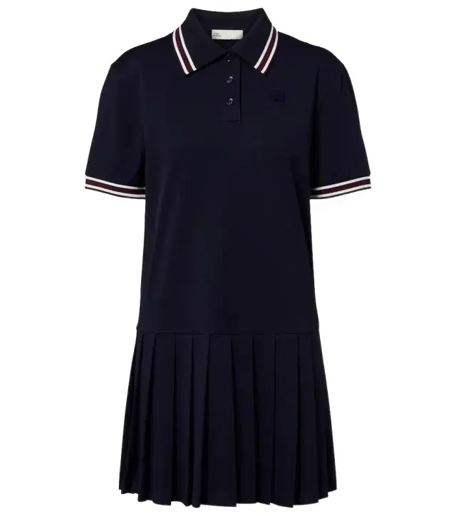 Striped pleated polo dress