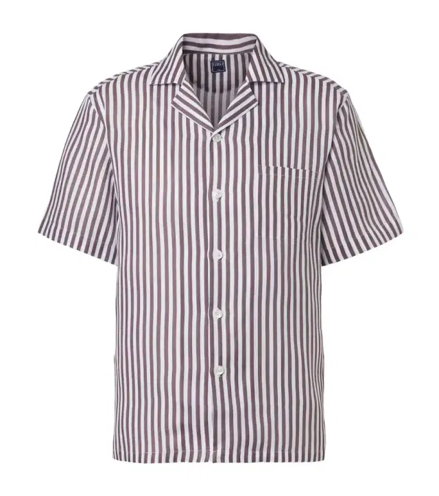 Striped linen bowling shirt