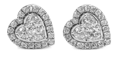 Wish Fine Jewelry 1.00ct Diamond 14K Gold Heart Stud Earrings | Thumbnail 1 Wish Fine Jewelry 1.00ct Diamond 14K Gold Heart Stud Earrings | Thumbnail 1