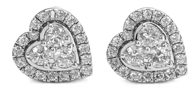 Wish Fine Jewelry 1.00ct Diamond 14K Gold Heart Stud Earrings