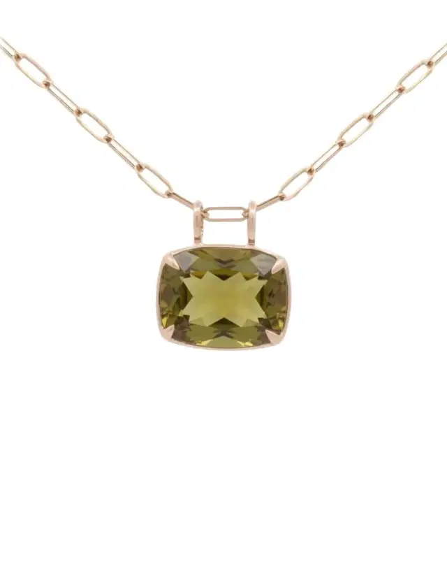 Wish Fine Jewelry 29.28ct Olive Quartz 18K Gold Statement Pendant