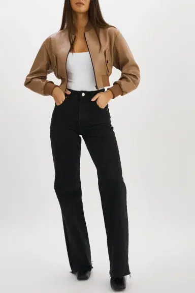 LAMARQUE Evelin Crop Zip Jacket - Mocha | Thumbnail 2