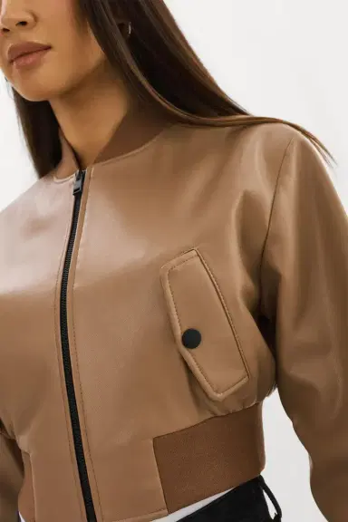 LAMARQUE Evelin Crop Zip Jacket - Mocha | Thumbnail 5