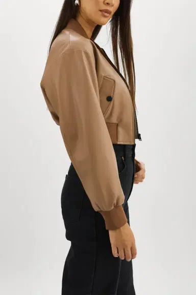 LAMARQUE Evelin Crop Zip Jacket - Mocha | Thumbnail 6