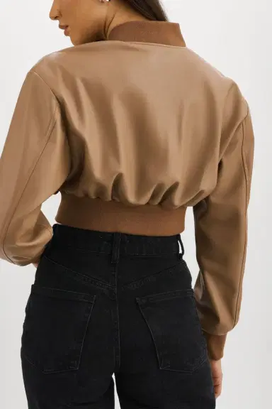 LAMARQUE Evelin Crop Zip Jacket - Mocha | Thumbnail 7