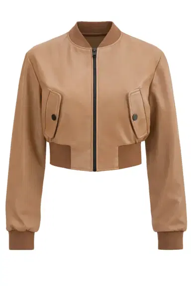 LAMARQUE Evelin Crop Zip Jacket - Mocha | Thumbnail 1