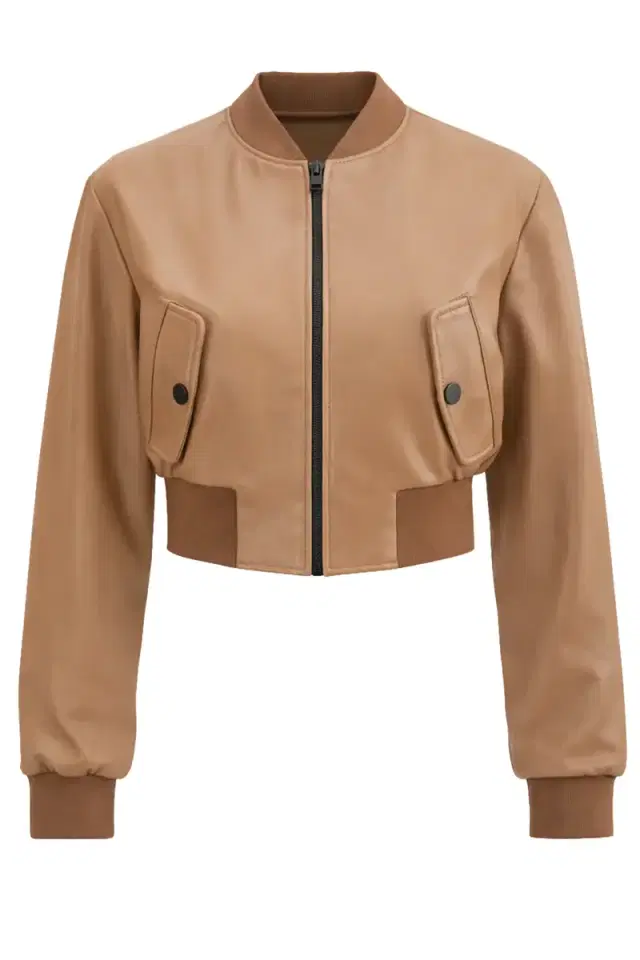 Evelin Crop Zip Jacket - Mocha