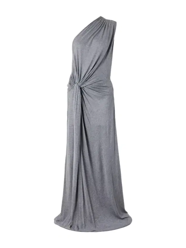 One-shoulder Twist-front Draped Jersey Gown