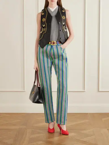 Versace Striped Paneled Mid-rise Straight-leg Jeans | Thumbnail 2 Versace Striped Paneled Mid-rise Straight-leg Jeans | Thumbnail 2
