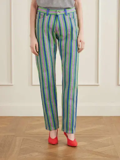 Versace Striped Paneled Mid-rise Straight-leg Jeans | Thumbnail 3 Versace Striped Paneled Mid-rise Straight-leg Jeans | Thumbnail 3