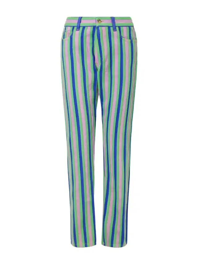 Striped Paneled Mid-rise Straight-leg Jeans