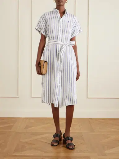 Polo Ralph Lauren Belted Striped Linen Midi Dress | Thumbnail 2