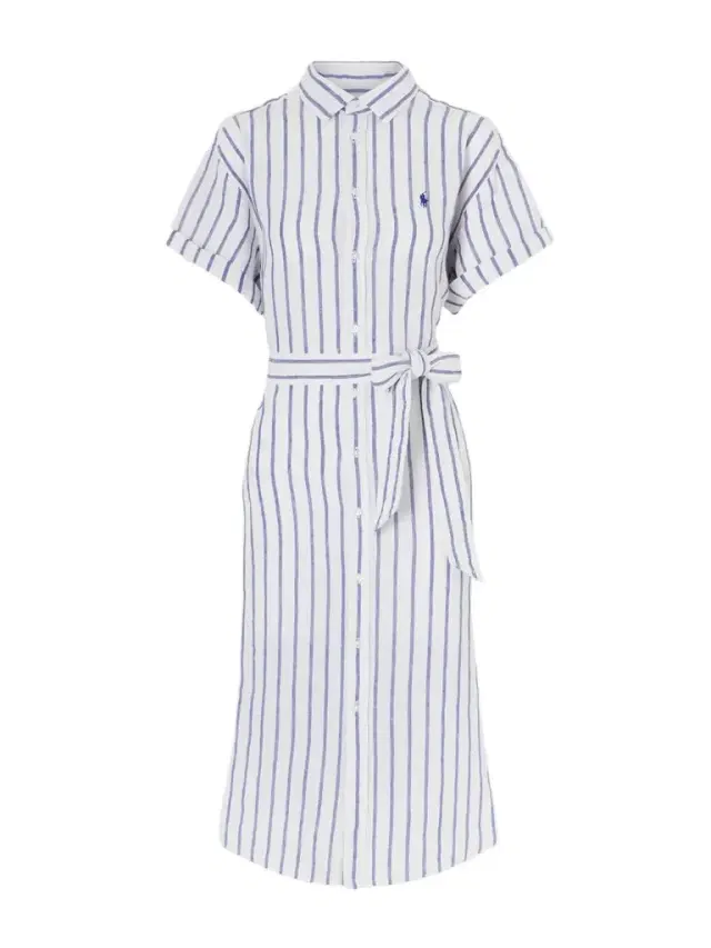 Polo Ralph Lauren Belted Striped Linen Midi Dress