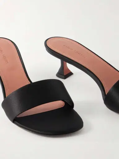 Amina Muaddi Andreea 45 Satin Mules | Thumbnail 5 Amina Muaddi Andreea 45 Satin Mules | Thumbnail 5