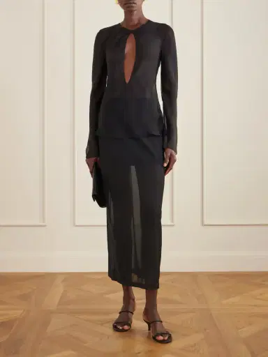 COLLEEN ALLEN Cut-out Silk-chiffon Blouse | Thumbnail 2 COLLEEN ALLEN Cut-out Silk-chiffon Blouse | Thumbnail 2