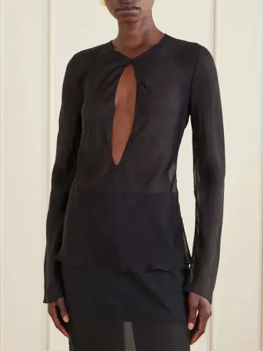 COLLEEN ALLEN Cut-out Silk-chiffon Blouse | Thumbnail 3 COLLEEN ALLEN Cut-out Silk-chiffon Blouse | Thumbnail 3