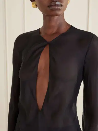 COLLEEN ALLEN Cut-out Silk-chiffon Blouse | Thumbnail 5 COLLEEN ALLEN Cut-out Silk-chiffon Blouse | Thumbnail 5