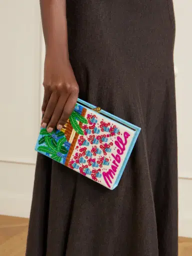 Olympia Le-Tan Marbella Appliquéd Embroidered Canvas Clutch | Thumbnail 2 Olympia Le-Tan Marbella Appliquéd Embroidered Canvas Clutch | Thumbnail 2