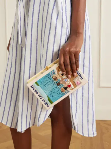 Olympia Le-Tan Dolce Far Niente Embroidered Appliquéd Canvas Clutch | Thumbnail 2 Olympia Le-Tan Dolce Far Niente Embroidered Appliquéd Canvas Clutch | Thumbnail 2