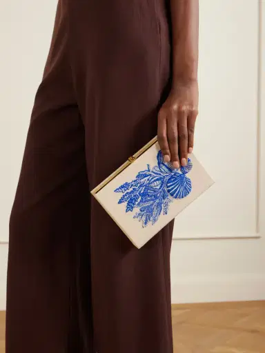 Olympia Le-Tan Sea Garden Embroidered Appliquéd Cotton, Wool And Silk-blend Canvas Clutch | Thumbnail 2 Olympia Le-Tan Sea Garden Embroidered Appliquéd Cotton, Wool And Silk-blend Canvas Clutch | Thumbnail 2